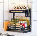 TDR - Multifunctioneel Staande Keukenrek, kruidenrek,  of multifunctioneel organiser - 2 laags - Zwart