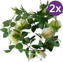 2x Klimop slinger met grote rozen kunstbloem 2m - champagne