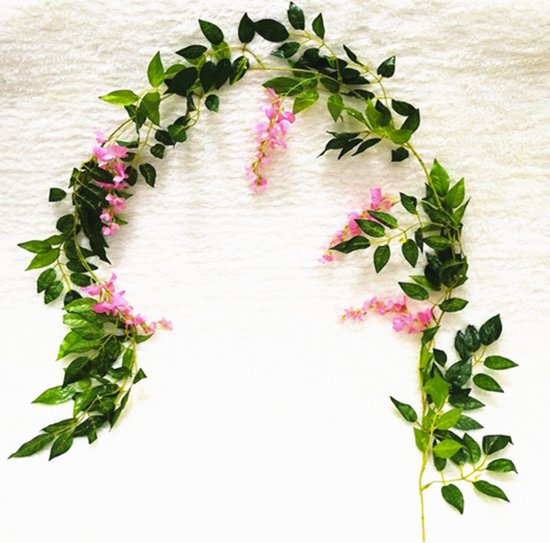 2stuks Gesimuleerde wisteria rank- kunstplanten slinger-Decoratieve plant voor diverse toepassingen-180cm- paars rood