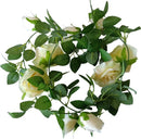 2x Klimop slinger met grote rozen kunstbloem 2m - champagne