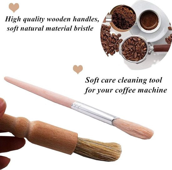 Unikorf 5-delig koffiemachine set: nylon/houten borstels