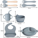 8 delig Complete Baby Eetserviesset voor Baby's van 3 Maanden en Ouder-Diepblauw