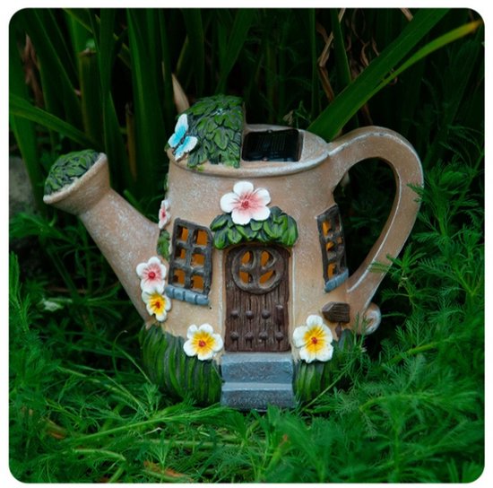 Solar Tuinbeeld Gieter Huisje 21,5x17x13 cm – Kunststof