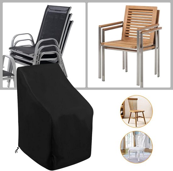 TDR - Waterdichte Stoelhoes - Tuinstoel hoes - Voor buiten  in de tuin, balkon of terras -  Regen- En Sneeuwbeschermingshoes - 64 x 64 x 120/70 CM - Zwart