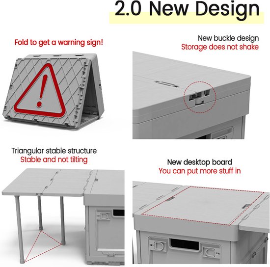 Opvouwbare opbergbox met grote capaciteit - grijs