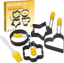 Ei ringen 4 stuks RVS met siliconen handgreep antiaanbak