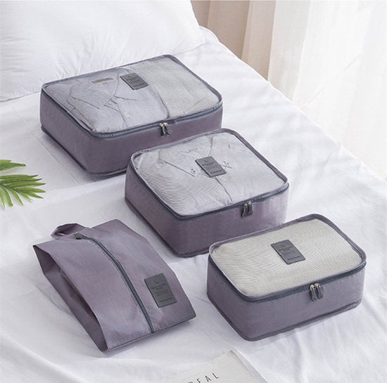 Merkloos 7-delige Packing Cubes Organizer - Grijs