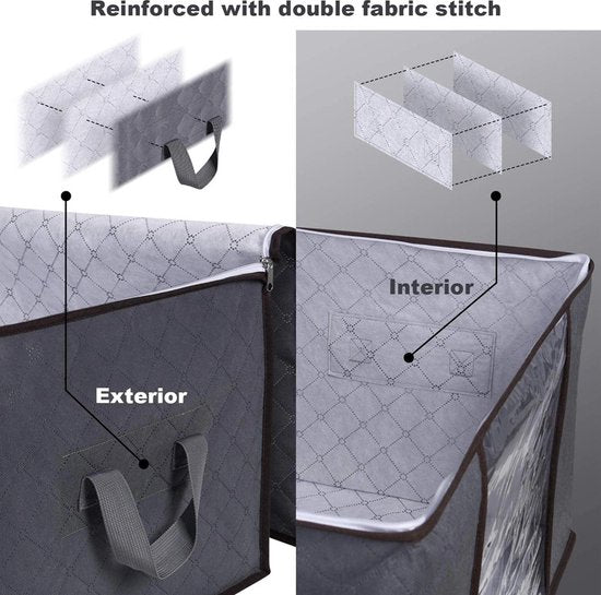 4x Opbergtas voor Kleding/Dekbed - 50L - Grijs