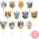 48-delige cupcake/fruitprikkers - thema kat/poes