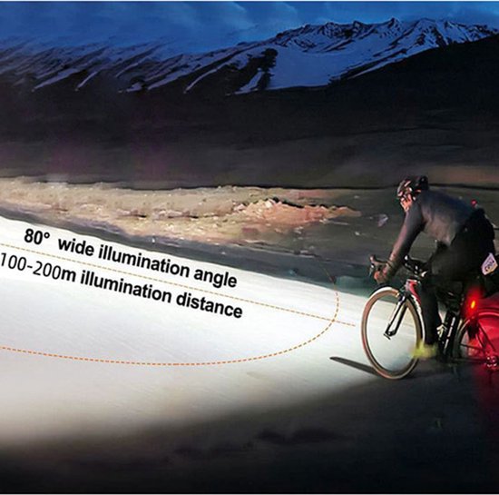 Xtraworks- Waterdichte Fietsverlichting set- USB Oplaadbaar-voor en achter-zwart