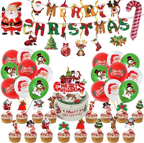 Merkloos 90-delig Kerstfeestset: Merry Christmas Decoratie