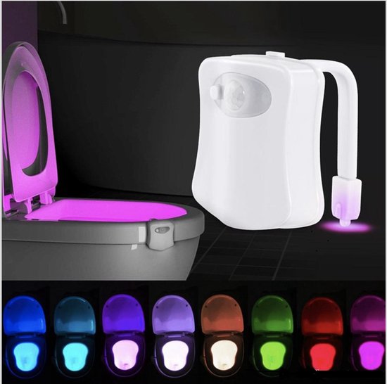 Toiletpotverlichting LED met Bewegingssensor - 8 Kleuren WC Nachtlamp - Toiletlamp op Batterij