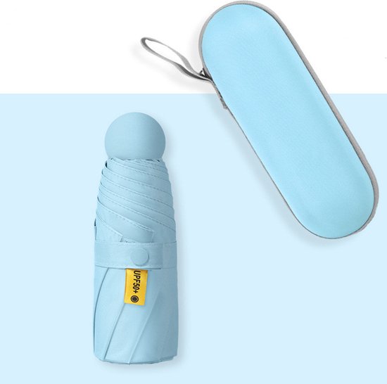 TDR--Opvouwbare Paraplu -Windproof-Zonbescherming Anti-Uv UPF50 + met gratis Reisetui-hemelsblauw