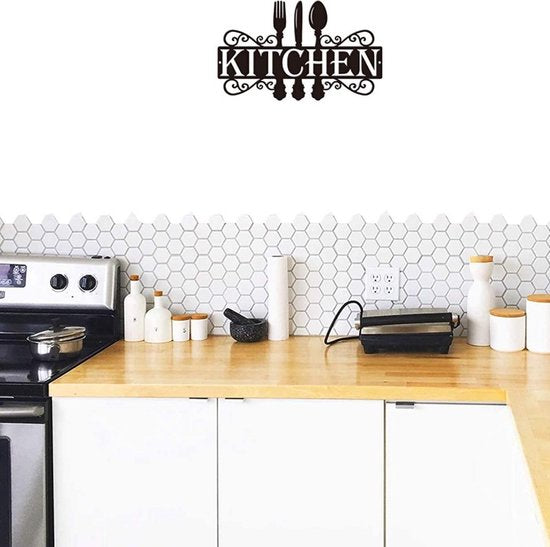 TDR Keuken Wandbord – Wanddecoratie Metaal – Zwart 35,5x21,5 cm