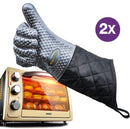1 stuk Verlengde Siliconen Ovenwant - Ovenhandschoenen - BBQ handschoen - 2 Stuks Hittebestendige Ovenwanten - Extra Lang voor Polsbescherming- Grijs