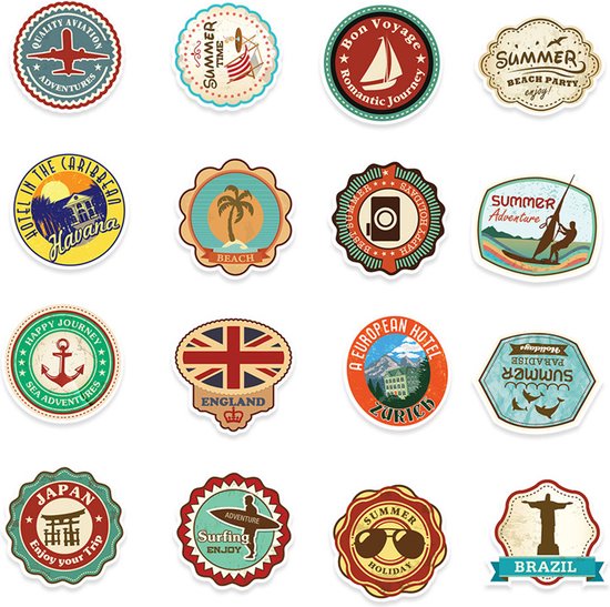 100 reizen en landen Sticker-Stickers voor laptop,koffers,ko