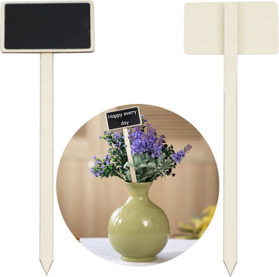 20 Stuks Houten Krijtbord Plantenlabels met Paaltjes