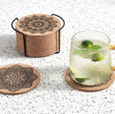 12 stuks Kurken Onderzetters met houder voor Glazen met Mand