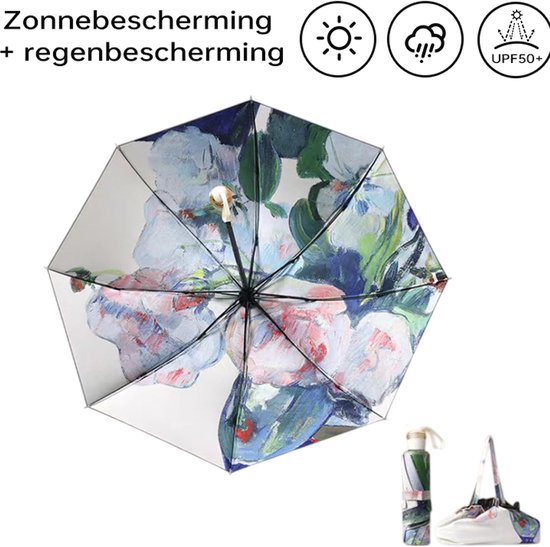 TDR-Opvouwbaar bloem paraplu - Zonbescherming Anti-Uv UPF50 + -Windproof- Stevig paraplu met diameter van 97 cm