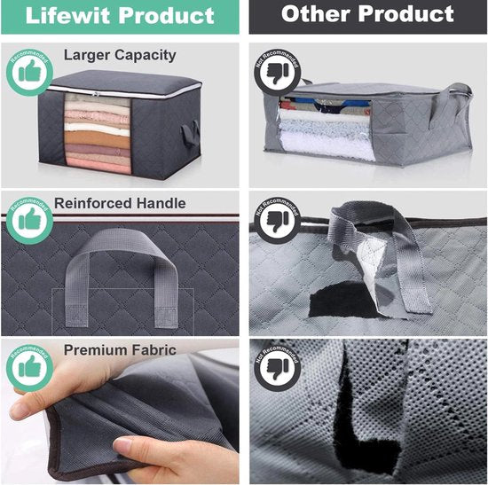 4x Opbergtas voor Kleding/Dekbed - 50L - Grijs