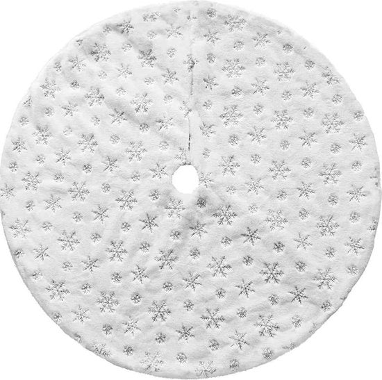 Duurzame Pailletten Geborduurde Kerstboom Rok - 122cm, Wit sneeuw en zilver accenten- Een Feestelijke Toevoeging aan Je Kerstdecoratie