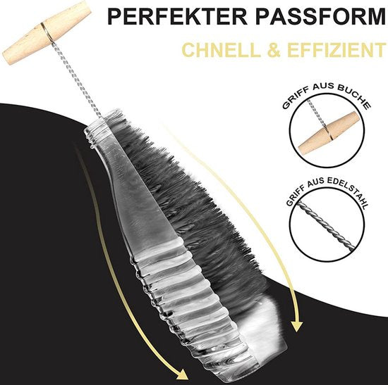 12-delige Flessenborstelset - Voor SodaStream, Glazen Flessen, Koffieautomaten & Meer | Zachte en Krasvrije Reiniging