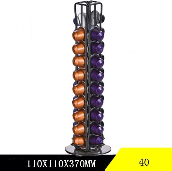 Draaibare capsulehouder - Geschikt voor Nespresso en compatible Capsules - 40 stuks zwart