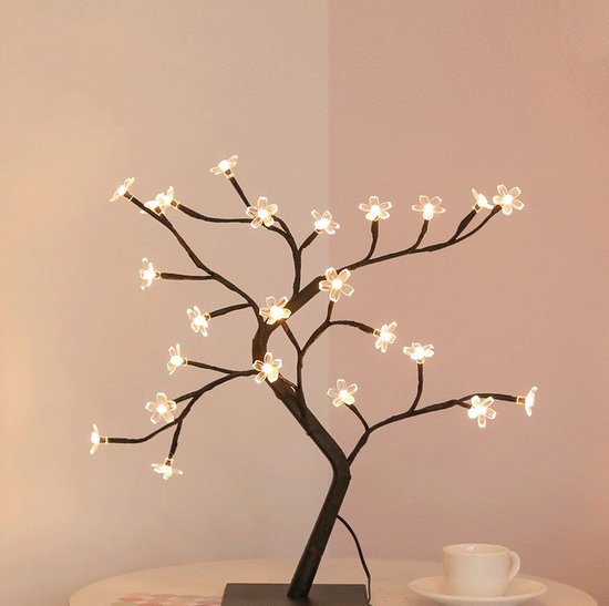 Kersenbloesemboomlamp met 24 LED-lampen - Moderne Eyecatcher voor uw Interieur -Eenvoudig Gevoed via USB
