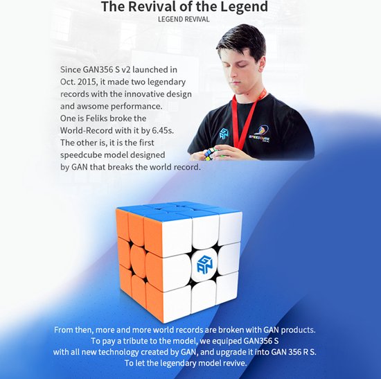 GAN 356 R S Professionele Speed Cube - 3x3 - Magic Puzzle - Puzzel Kubus