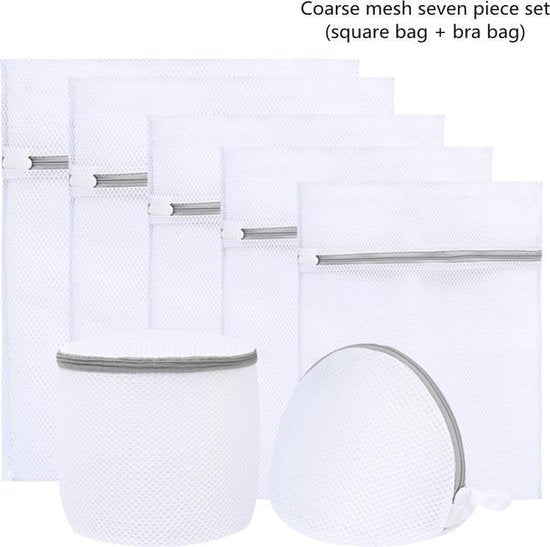 TDR - Waszak 7 Delig - 5x mesh waszak (1x 50x60 cm - 1x 60x60 - 1x 40x50 cm - 1x 30x40 cm - 1x 23x30 cm) - 1x mesh cilinder 15x16 cm, 1x half cirkel 19x17 cm