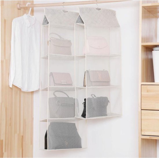 TDR - Hangende Garderobe - Opbergruimte - 3 Lagen - Kleding Kast Organizer - beige