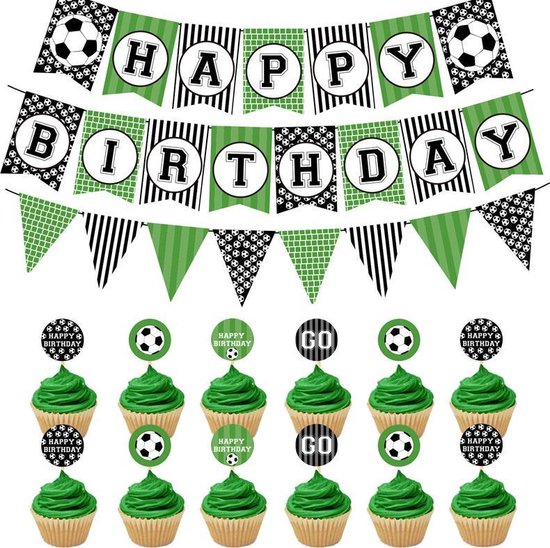 47 delig verjaardagset - Thema: Voetballen - Versiering voor feestjes, verjaardag - feestdecoratie
