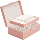 Sieradendoos met klassiek ontwerp - roze - met meerdere vakken en vergrendeling