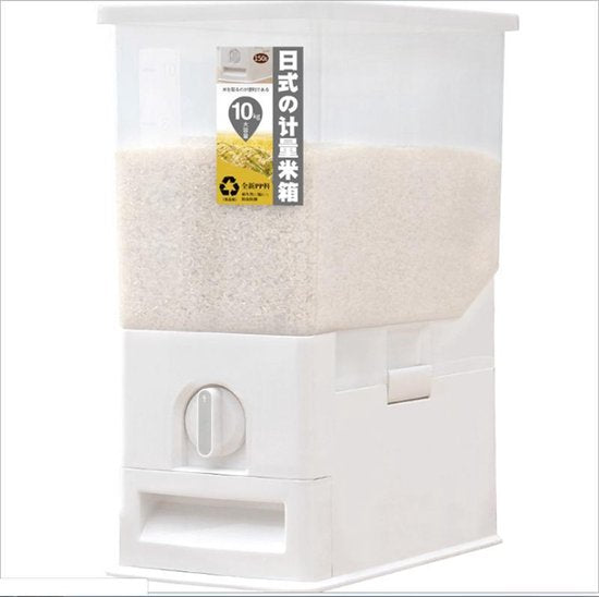 Japans Rijst/Granen Container/Dispenser/ Opbergdoos - 10KG inhoud - wit