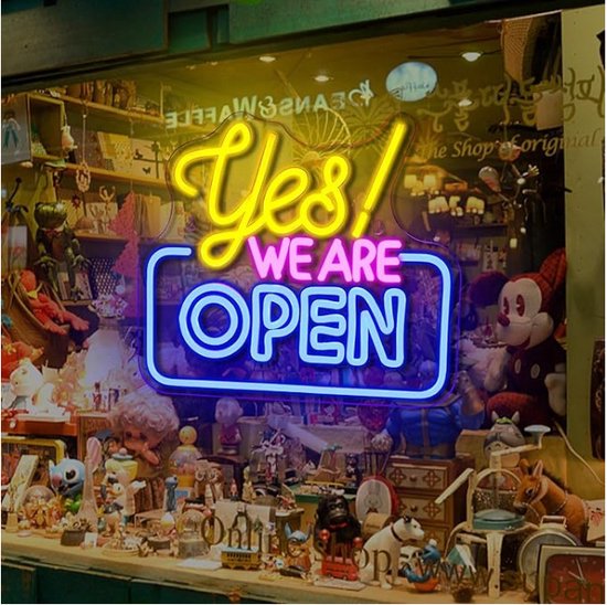 LED Neonbord “Yes! We Are Open” – USB – 34,5 x 30 cm