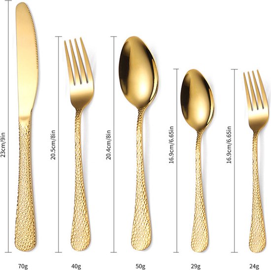 40-delige RVS Snakeskin  bestekset- geschikt voor8-personen  -trendy design-goud