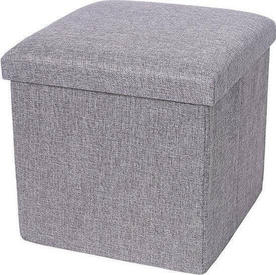 Opvouwbare opbergdoos / voetenbank - 45,5 liter - 37 cm³ - canvas - Perfect voor speelgoed, boeken - lichtgrijs