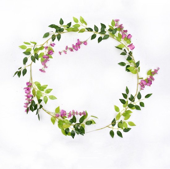 2x Gesimuleerde wisteria rank, slingerplant 180cm paars-rood