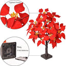 LED Lichtboom met Rode Poinsettia Bladeren - Warme Witte Ver