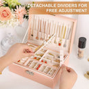 Sieradendoos met klassiek ontwerp - roze - met meerdere vakken en vergrendeling