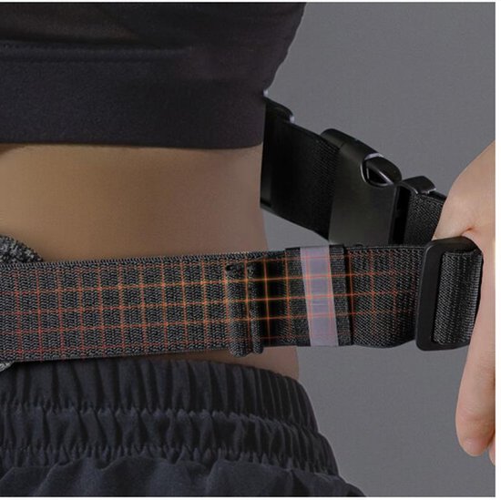Heuptasje sport – running belt - verstelbare buideltas van 60 tot 120 cm - waterafstotend - grijs