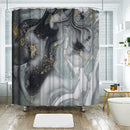Waterdicht Marmerpatroon Douchegordijn - Luxe Uitstraling, Uitstekende Waterbestendigheid - Hoogwaardig, Extra Dik, Gemakkelijk te Installeren - 180x200CM-gijs/goud