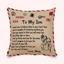 TDR - Sierkussensloop - 45x45 cm  - leuk als cadeau voor moeder naar zoon -  "To my son"
