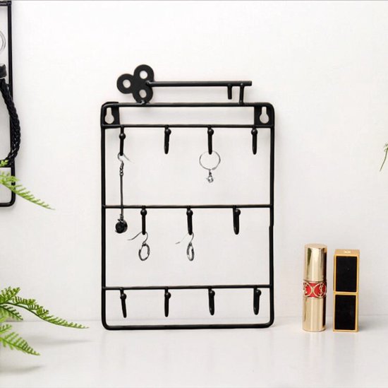 Stijlvolle Metalen Sleutelrek met 11 Haken-Wandorganizer-Ruimtebesparend - Duurzaam 25.5x16cm zwart