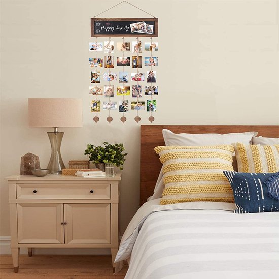 Houten Wanddecoratie met Fotohouders 38x82cm