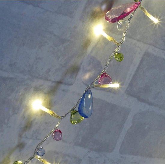 LED Lichtsnoer met kristallen kralen - 10 lampjes 1.5m
