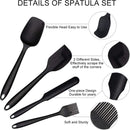6 stuks Silliconen Spatel set -Pannenlikker - BPA vrij-Spatel voor de keuken-zwart