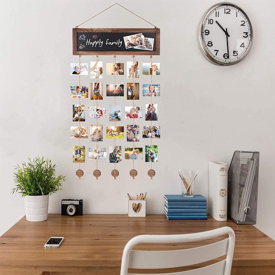 Houten Wanddecoratie met Fotohouders 38x82cm