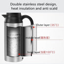 TDR - 750 ml auto waterkoker roestvrij staal 24 V sigarettenaansteker reiswaterkoker voor water en koffie