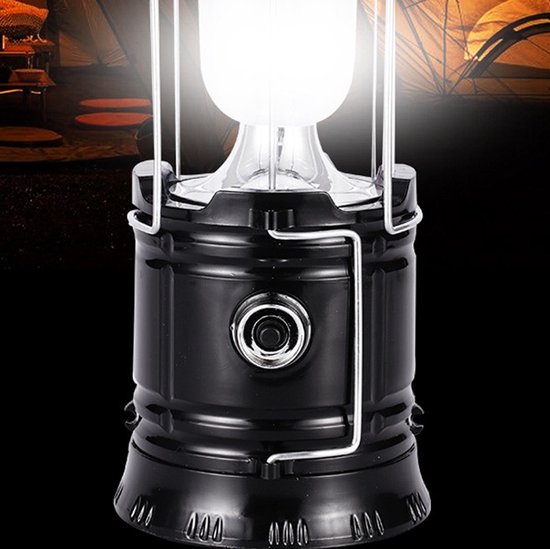 Xtraworks -2 in 1 Multifunctionele Solar LED Campinglamp-Lantaarn-zwart
